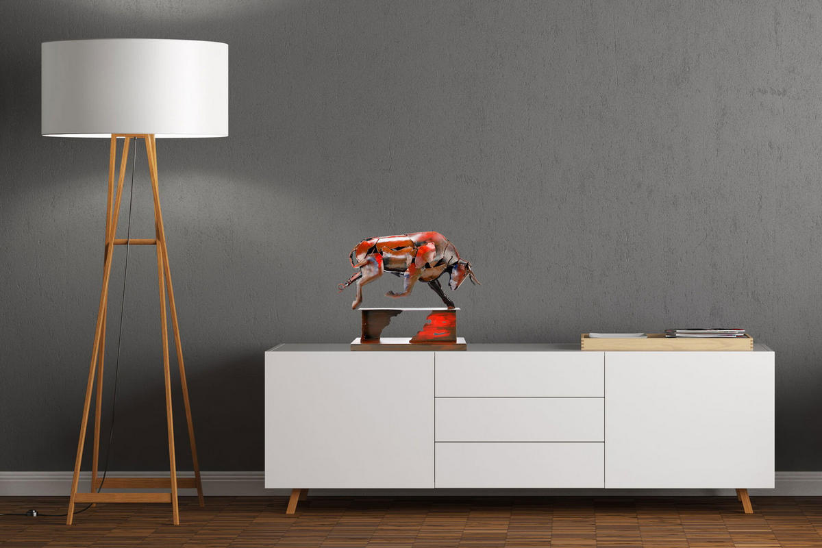 METALLSKULPTUR Rot 39/48 cm - Rot, Metall (2.9/48/12cm) - KUNSTLOFT