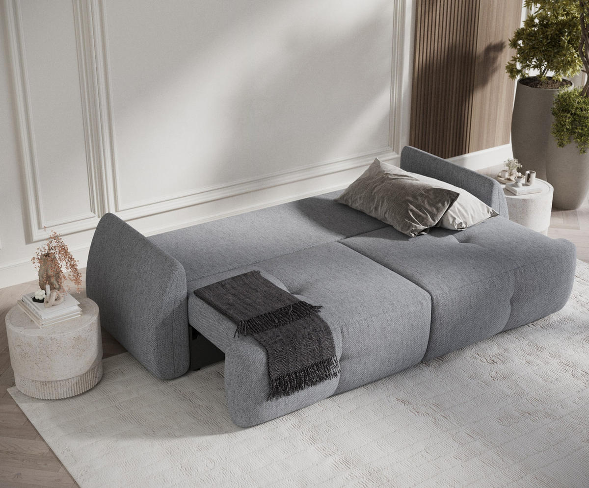 SCHLAFSOFA Loca Grau Webstoff - Schwarz/Grau, Holz/Holzwerkstoff (248/92/103cm) - Maison de Reve