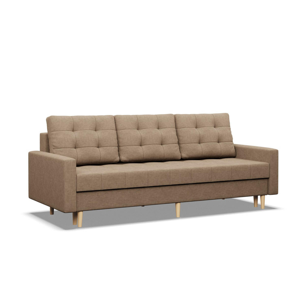 SOFA 3-SITZER MIT SCHLAFFUNKTION ELMA, Braun - Braun, Textil (212/88/92cm)