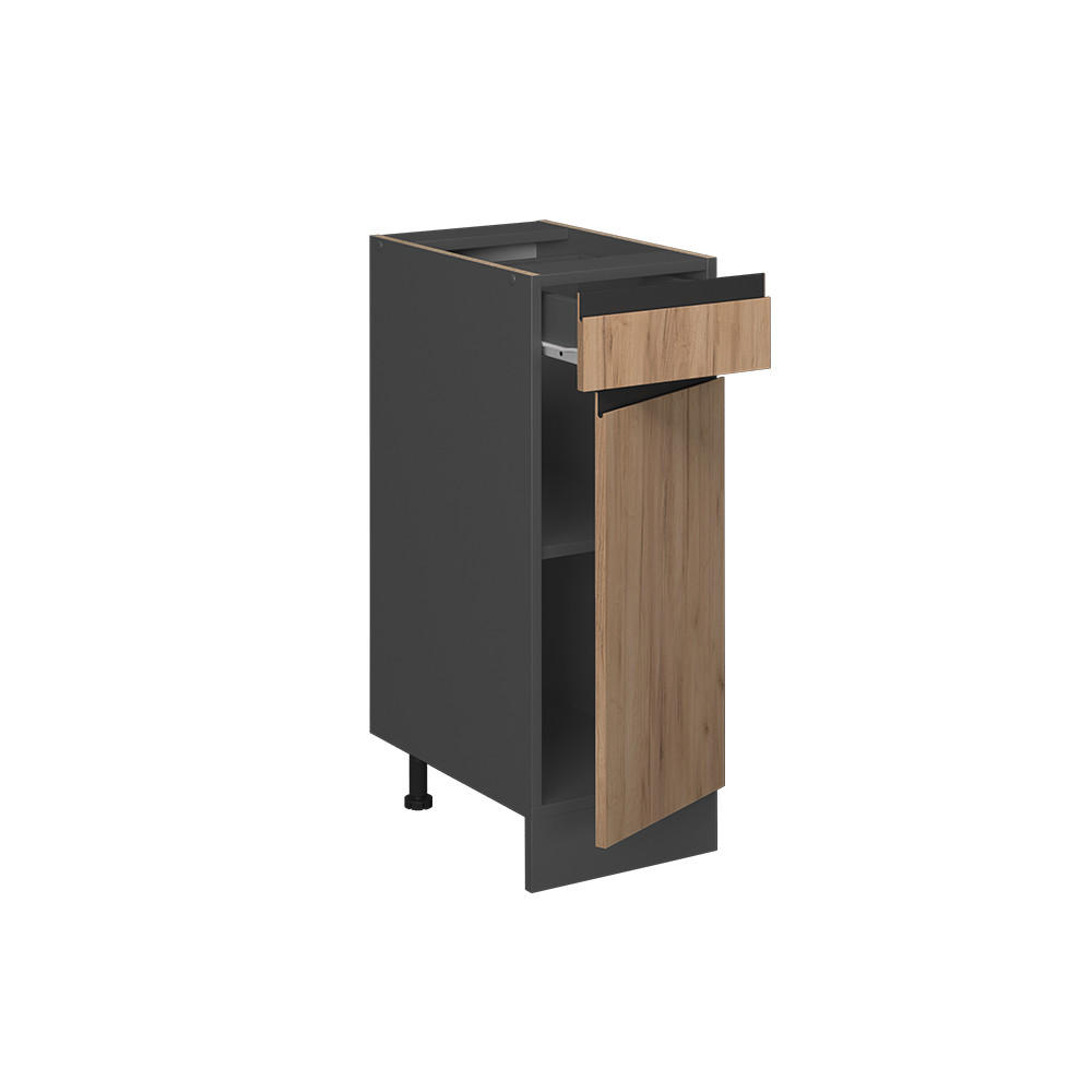 KÜCHENUNTERSCHRANK R-Line Goldkraft Eiche 30 cm J-Shape, ohne AP - Anthrazit/Eiche Wotan, Holzwerkstoff (30/81.6/46cm) - Vicco