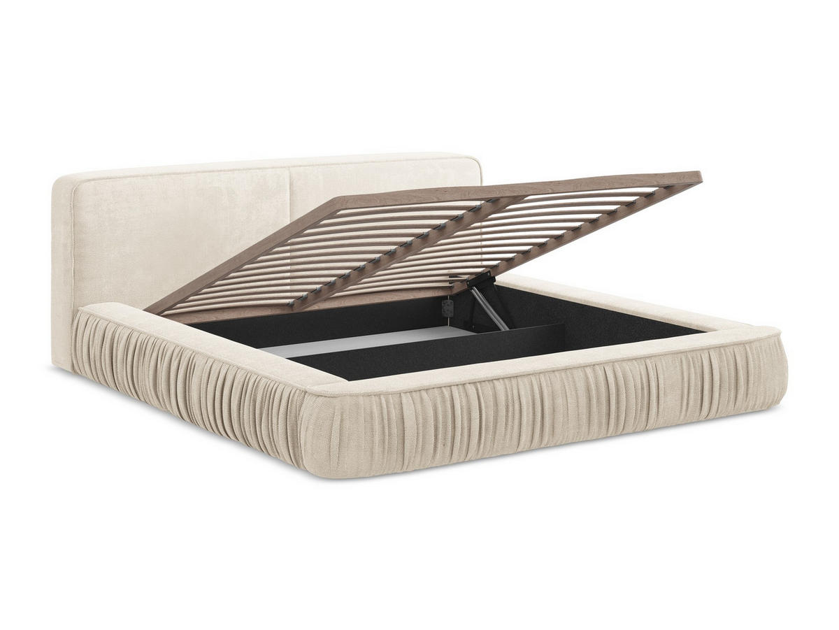 POLSTERBETT mit Bettkasten und Lattenrost 198x238 Beige - Beige/Creme, Kunststoff/Textil (160/200cm) - Makamii