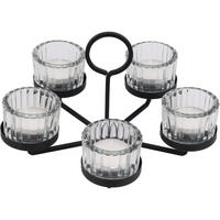 KERZENHALTER Metall und Glas 21/21/12 cm - Schwarz, Metall (21/12/21cm) - Home Styling Collection
