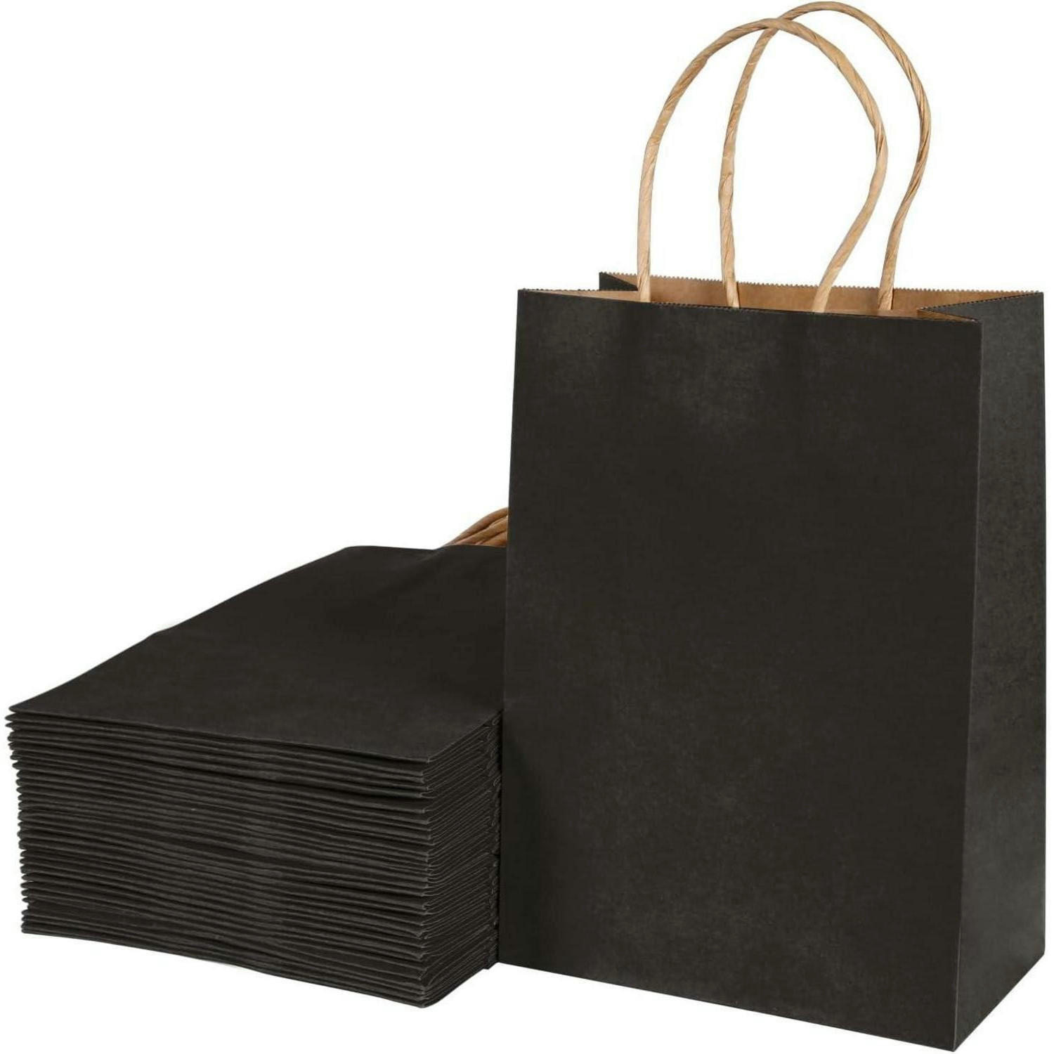 GESCHENKTÜTEN 40 Stück Schwarz 21 x 15 x 8 cm - Schwarz, Papier (21/11/27cm)