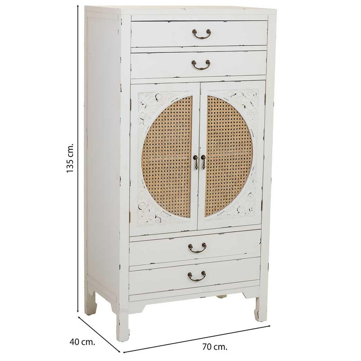 SCHRANK aus Holz, weiß, 70x40x135cm - Weiß, Holz (70/135/40cm) - Wanderlust