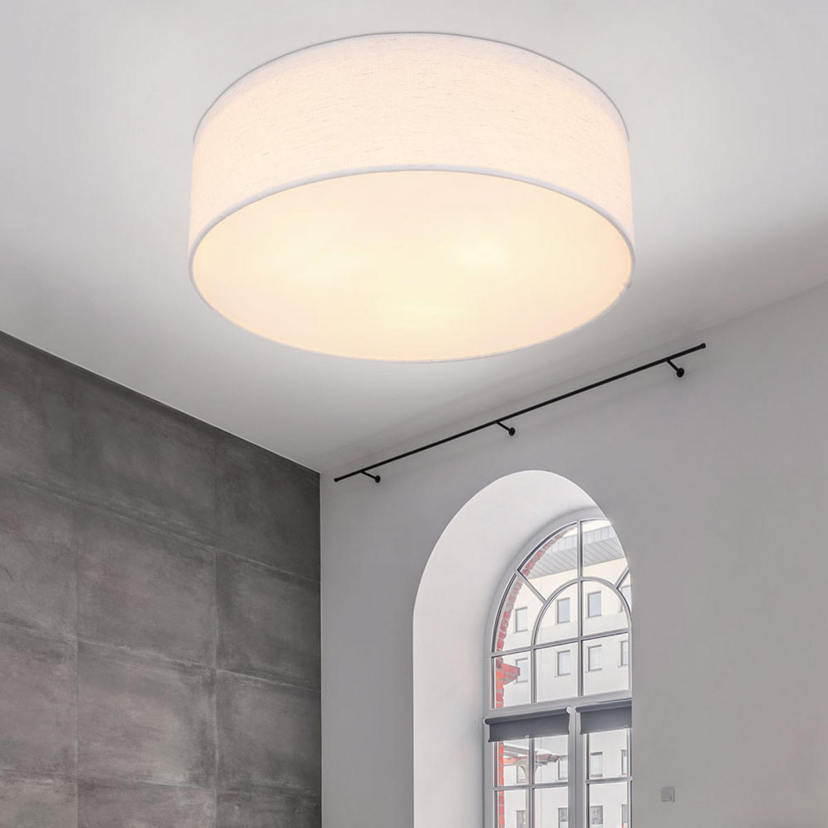 DECKENLEUCHTE AVA Textil Beige - Beige, Metall (40/40/12cm) - Globo Lighting