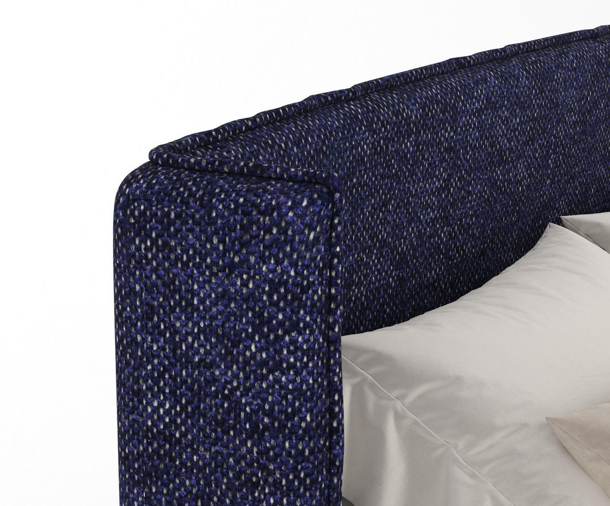 BOXSPRINGBETT Freeland Marineblau 140/200 cm mit Matratze und Topper - Schwarz/Dunkelblau, Holz/Holzwerkstoff (140/200cm) - Maison de Reve