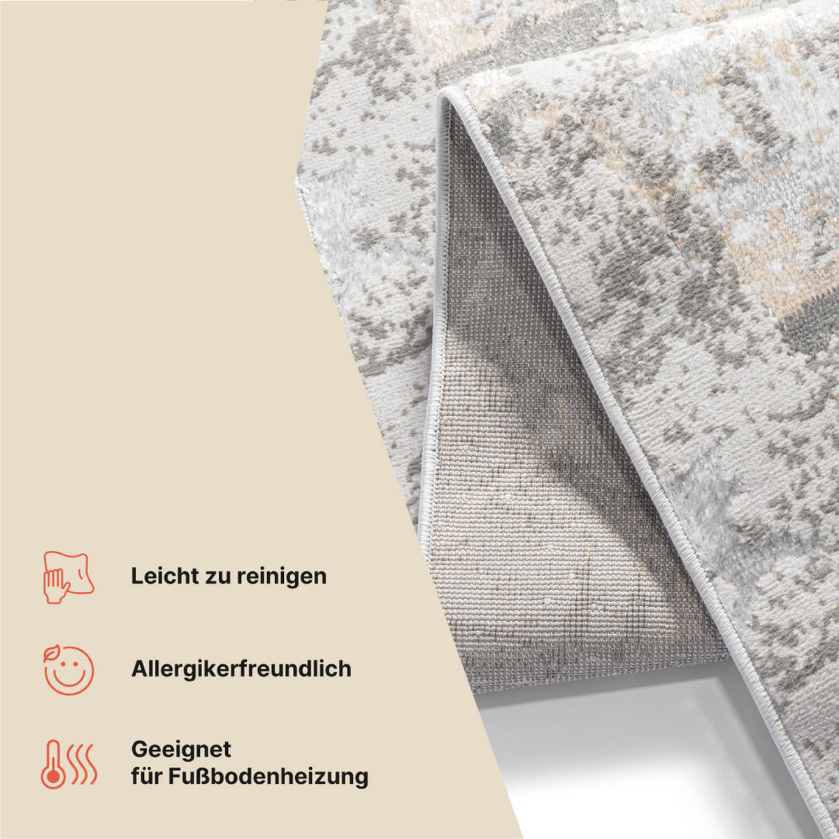 TEPPICHLÄUFER CRYSTAL hellgrau abstrakt 120/300 cm - Hellgrau, Textil (120/300cm) - Tapiso