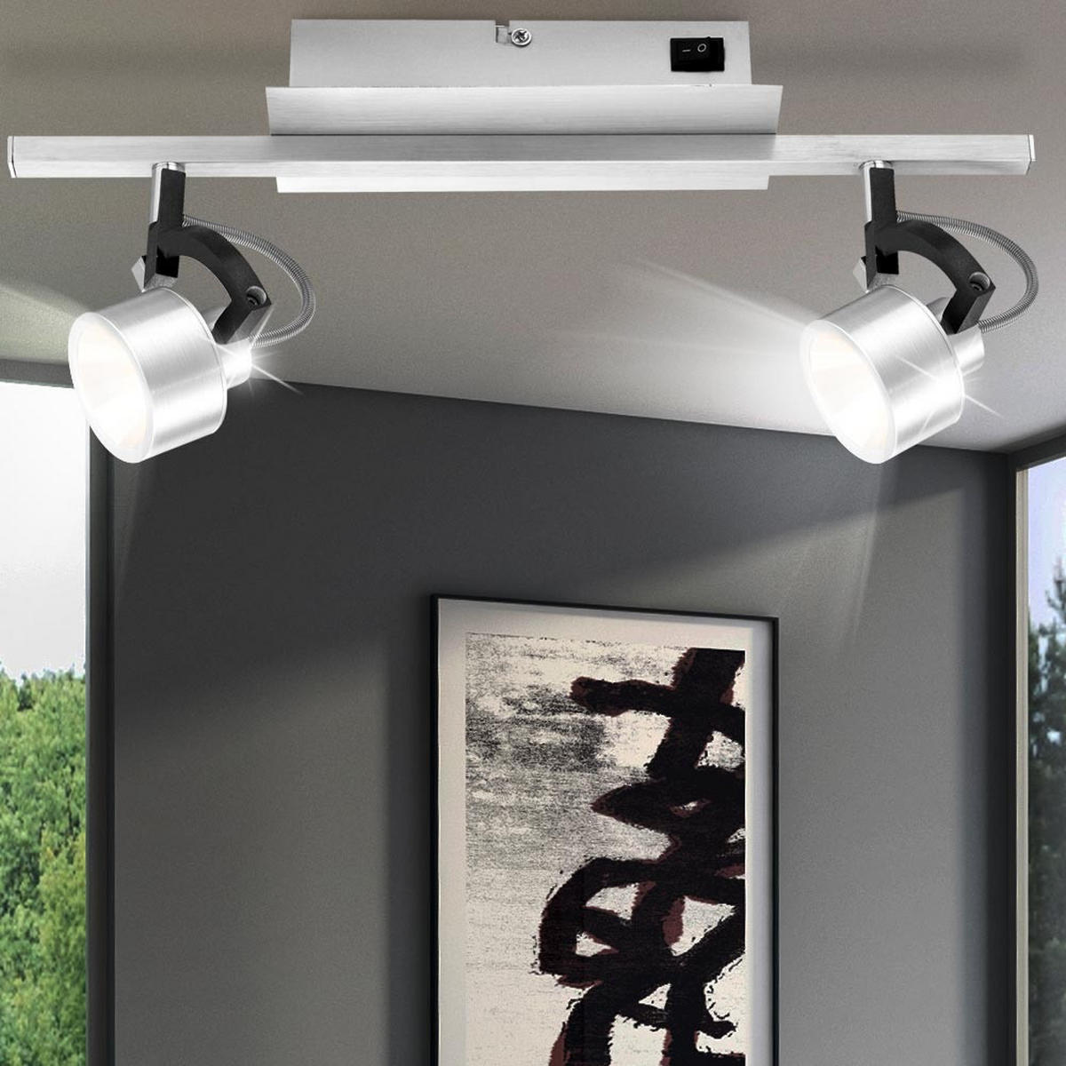 LED DECKENLEUCHTE Alu Silber - Silberfarben, Metall (40.4/9/15.8cm) - Globo Lighting