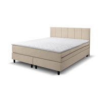 BOXSPRINGBETT Paris, Polsterbett Maße: 180x200 cm, Farbe: Beige, Velourstoff, Doppelbett mit Bonell-Matratze H3 inkl. Topper - Beige, Holz/Kunststoff (180/200cm) - VENASI MÖBEL