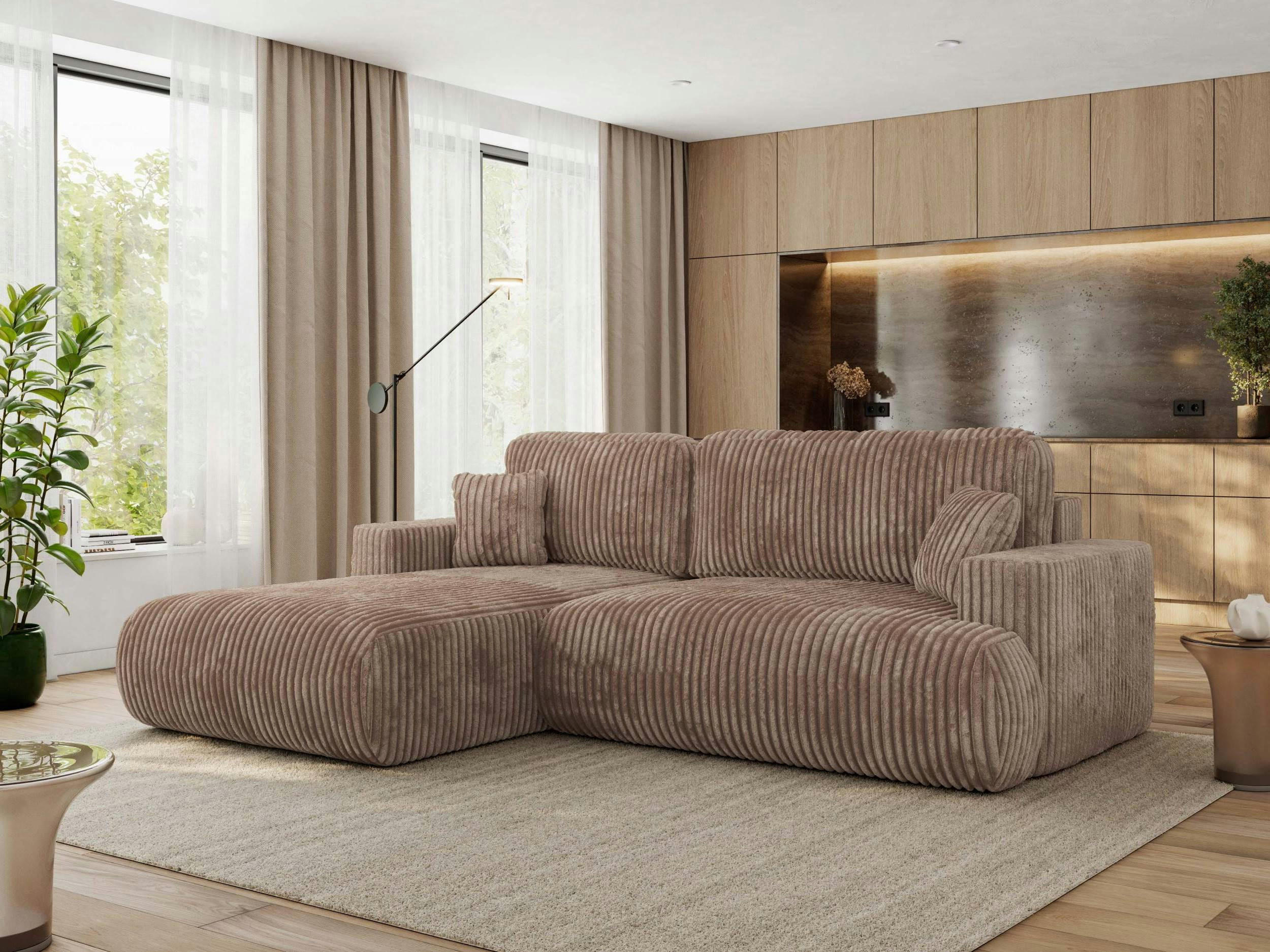 ECKSOFA OVO L Braun Cord - Links Seite - Schwarz/Braun, Kunststoff/Textil (271/195cm) - MKS