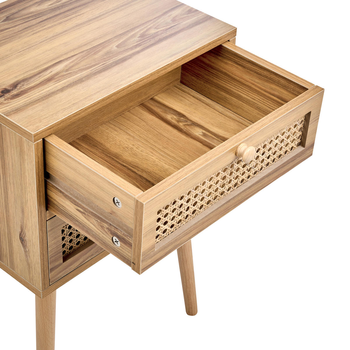 NACHTTISCH Hellbraun Butte - Braun, Holzwerkstoff (40/60/30cm) - Beliani