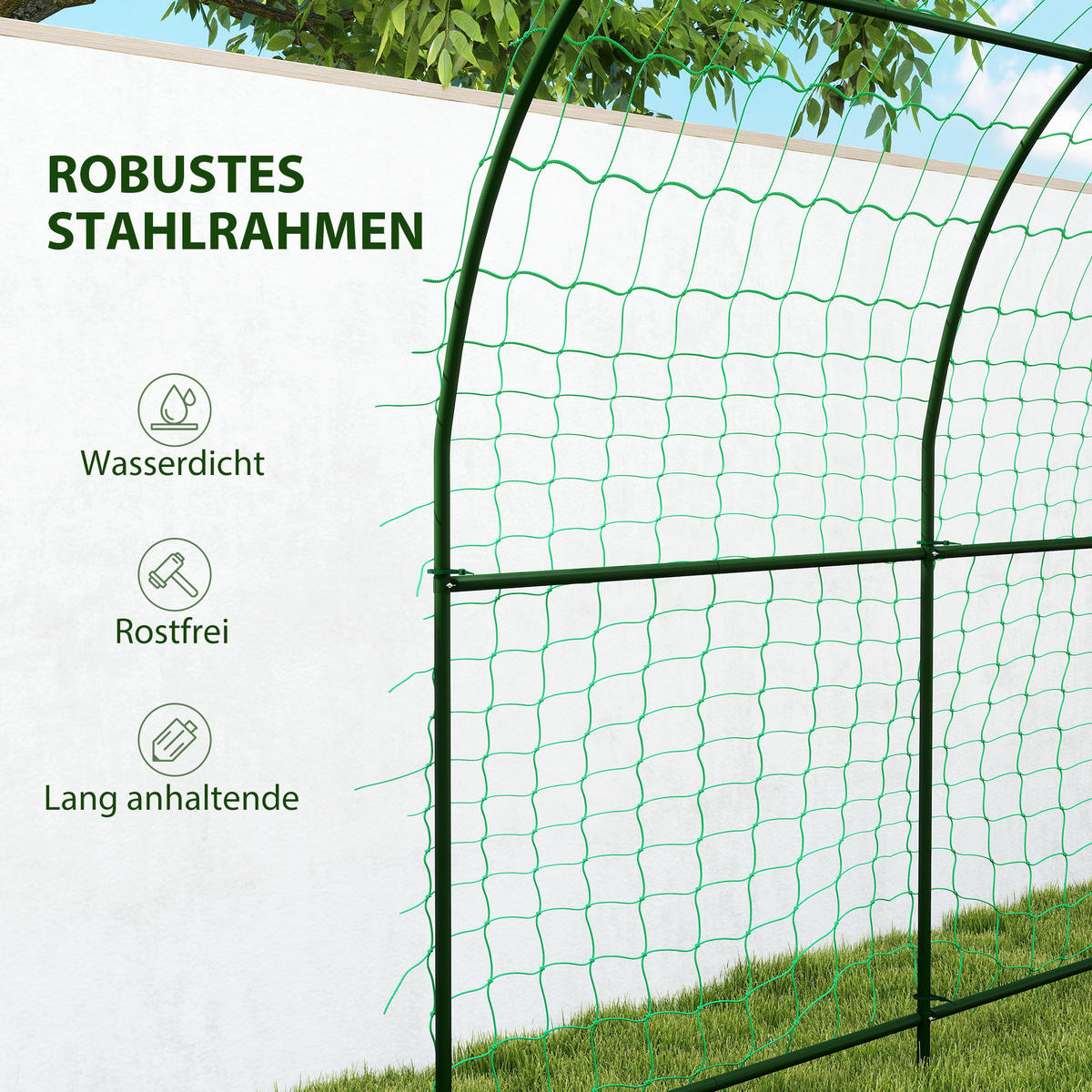 RANKHILFE Stahl Grün - Dunkelgrün, Metall (210/216/250cm) - Outsunny