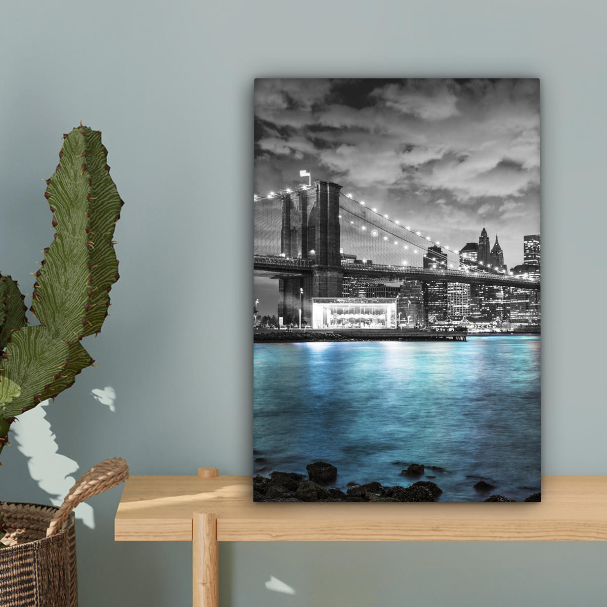 LEINWANDBILD New York - Skyline - Stadt - Blau 20x30 cm - Blaugrau, Textil (20/30cm) - MuchoWow