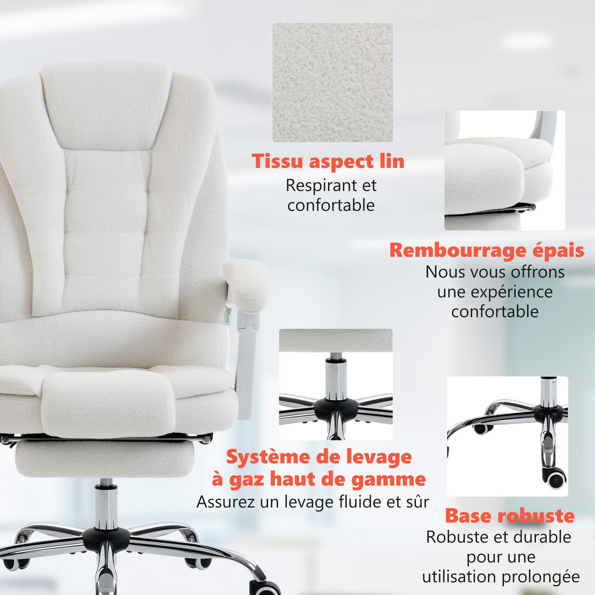 CHEFSESSEL DE-11830 Massage & Heizung Weiß - Weiß, Textil (70/119/65cm) - ComfortXL