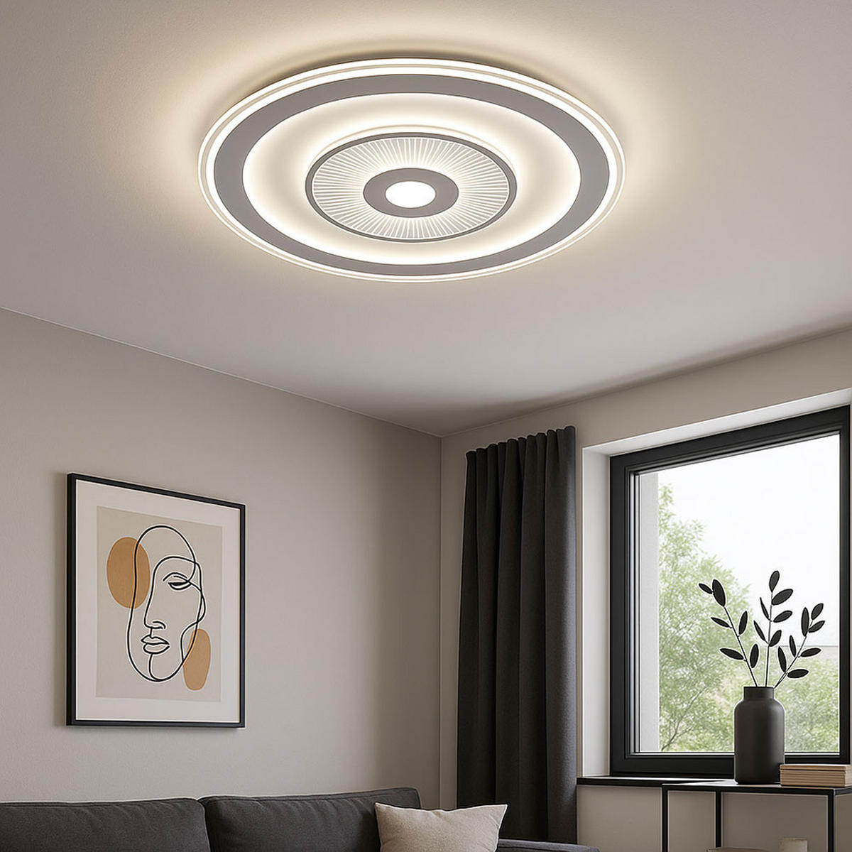 LED DECKENLEUCHTE Rund Weiß - Weiß, Metall (50/50/6cm)