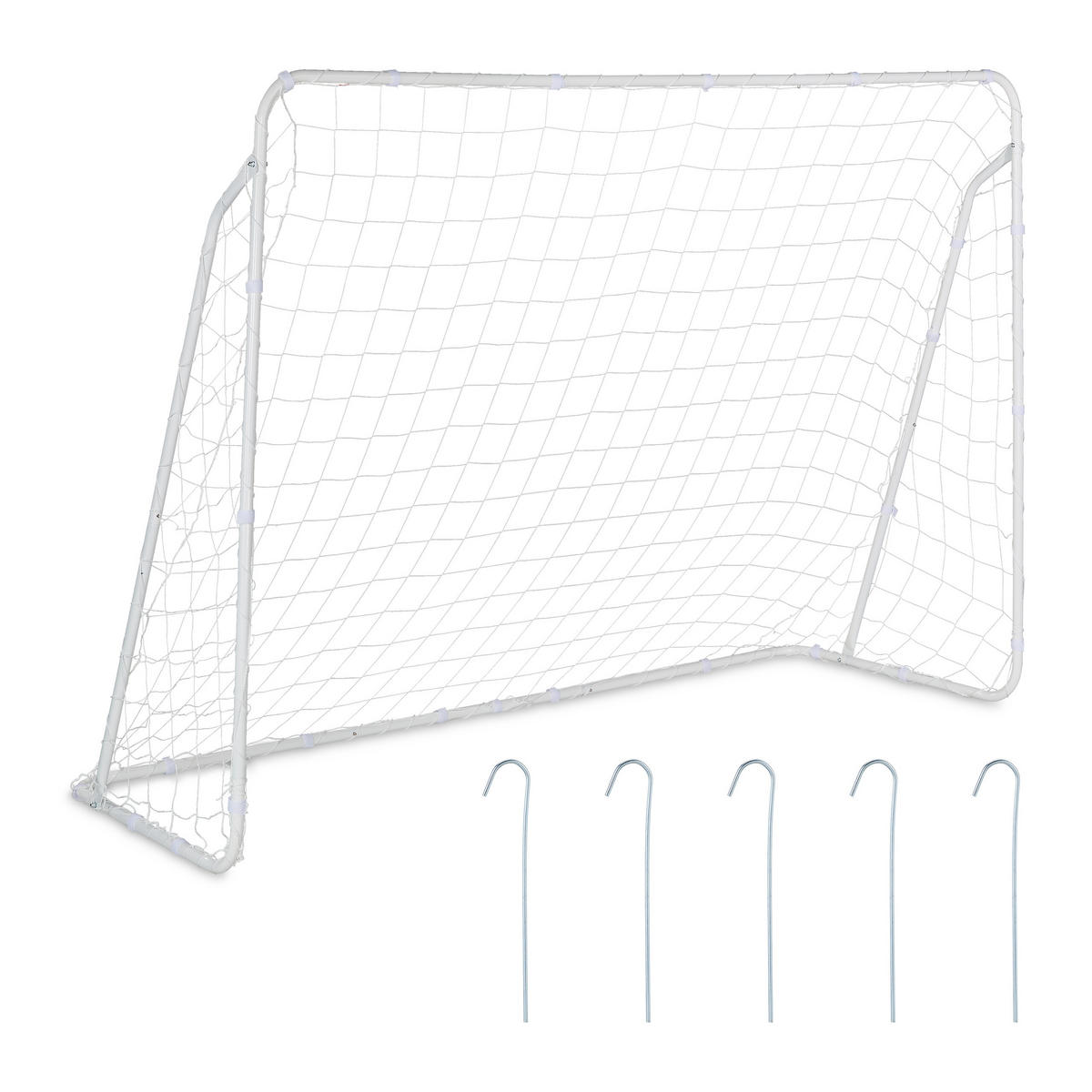 FUSSBALLTOR - Weiß, Textil/Metall (217/75cm) - Relaxdays