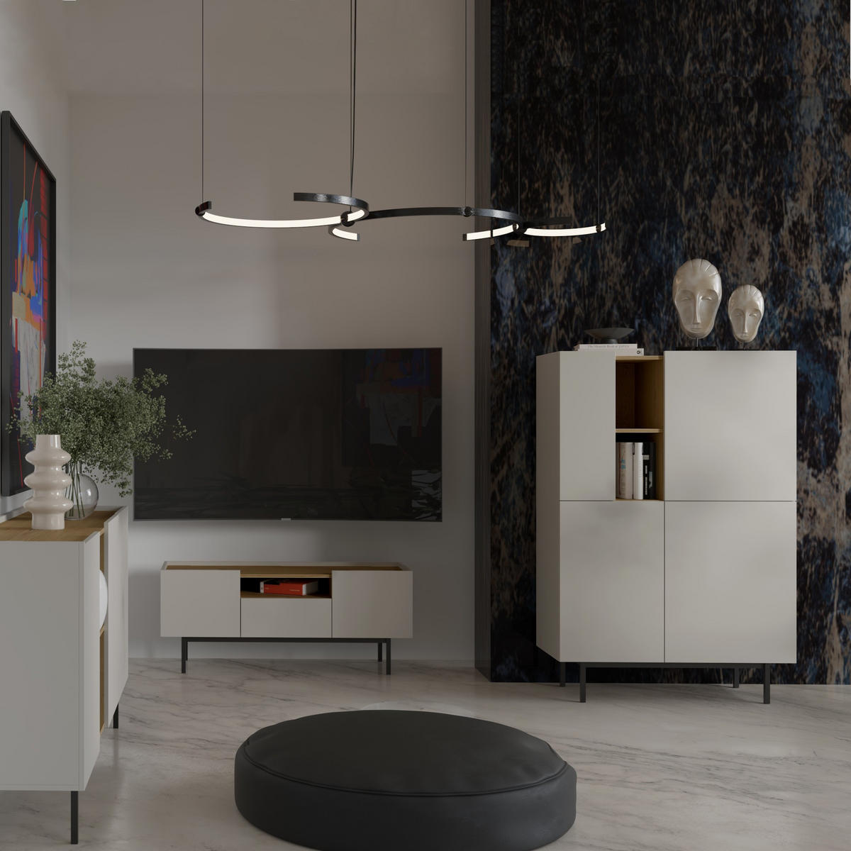 TV-LOWBOARD Noel 120 Kaschmir/ Cremona-Eiche (stehend) - Kaschmir/Eichefarben, Holzwerkstoff/Metall (120/50/42cm) - mzm24