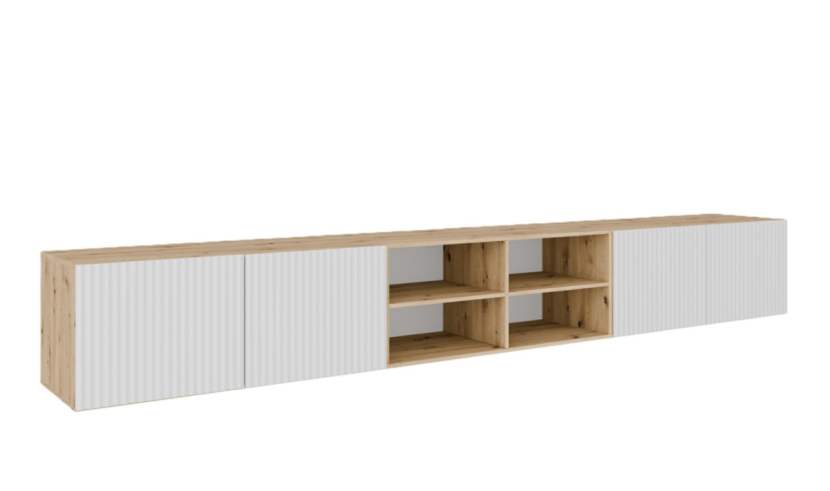 TV-LOWBOARD Weiß NOELI300 Offene Regale Für Fernseher Artisan+ - Weiß, Holzwerkstoff (300/41/40cm) - Sepro Meble
