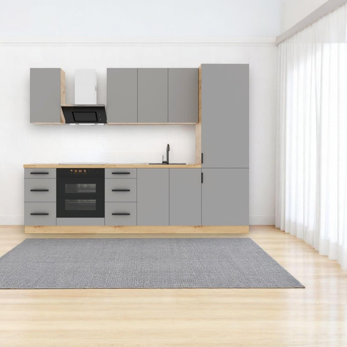 KÜCHENLEERBLOCK 280 cm - Langen K98-M280 - in Beige/Matt - Beige, Holz (280/212/60cm)