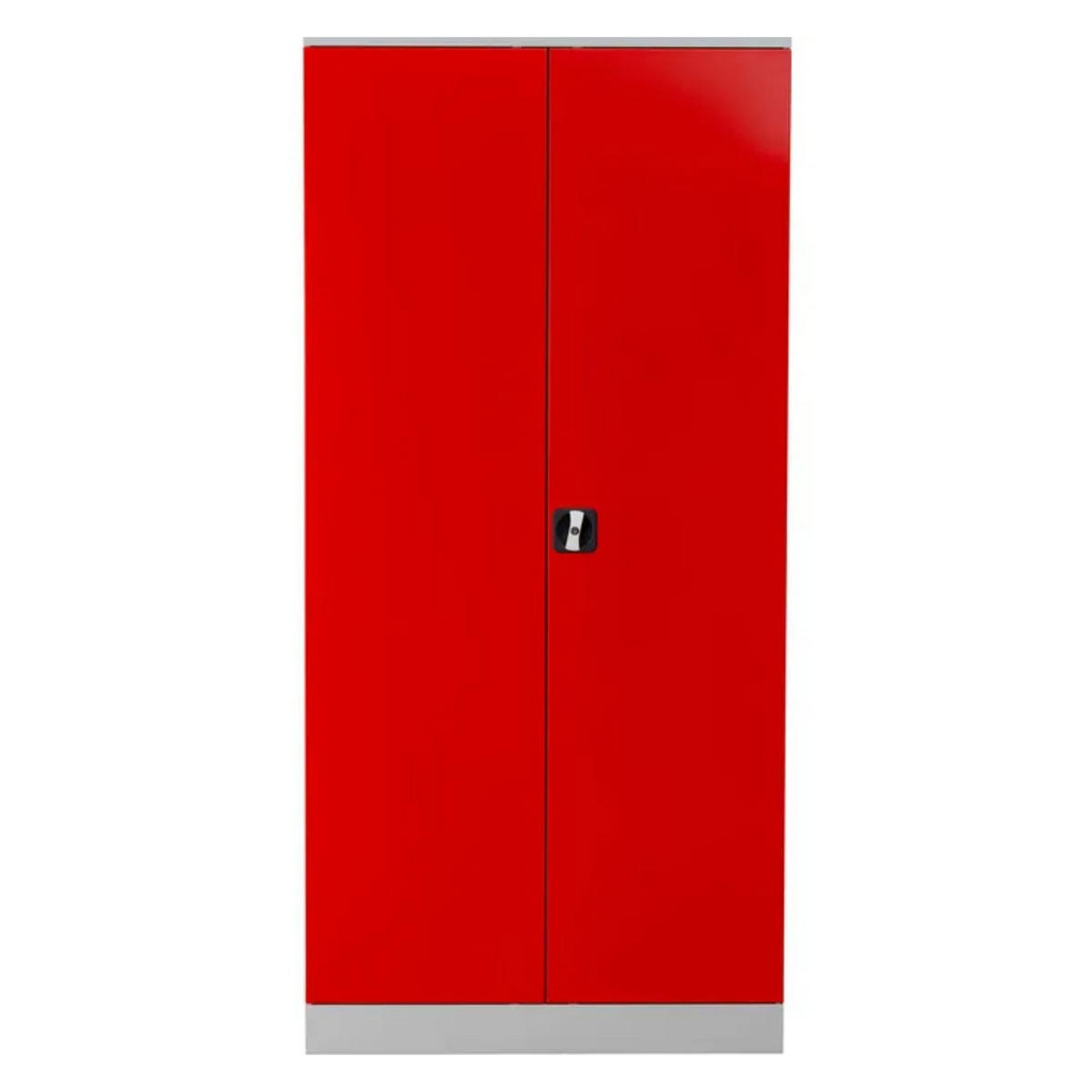 STAHLSCHRANK Bee mit 8 lackierten Fachböden 195x92x60 cm Korpusfarbe Lichtgrau Frontfarbe Feuerrot - Rot, Metall (92/195/60cm)