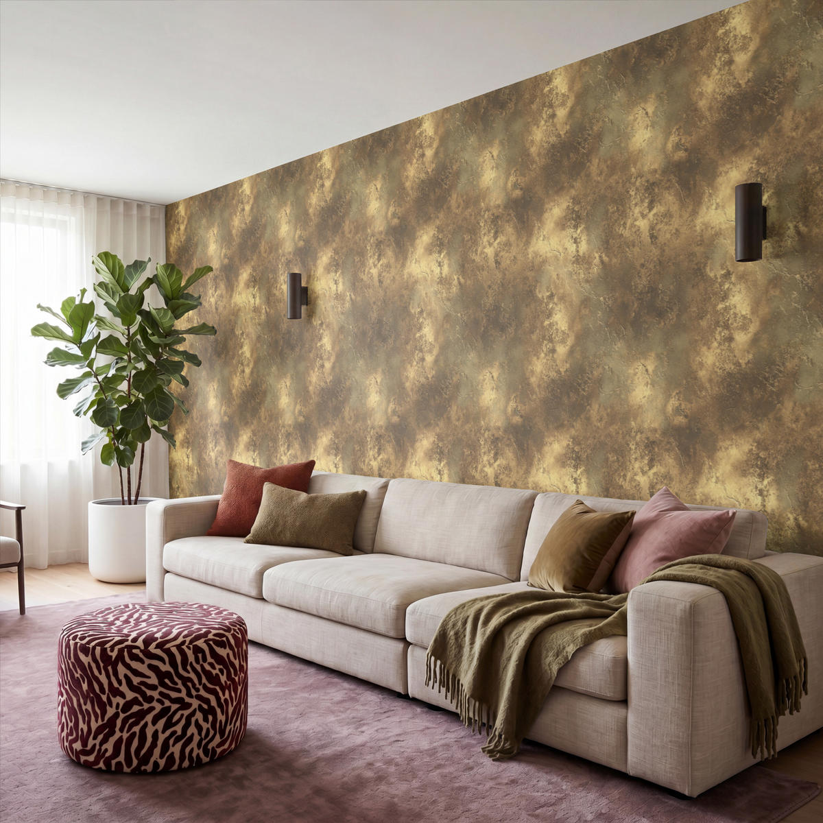 TAPETE - Antik - Metallic-Look - Gold - 450x200 cm - Messingfarben, Papier (450/200cm) - OnlyWow