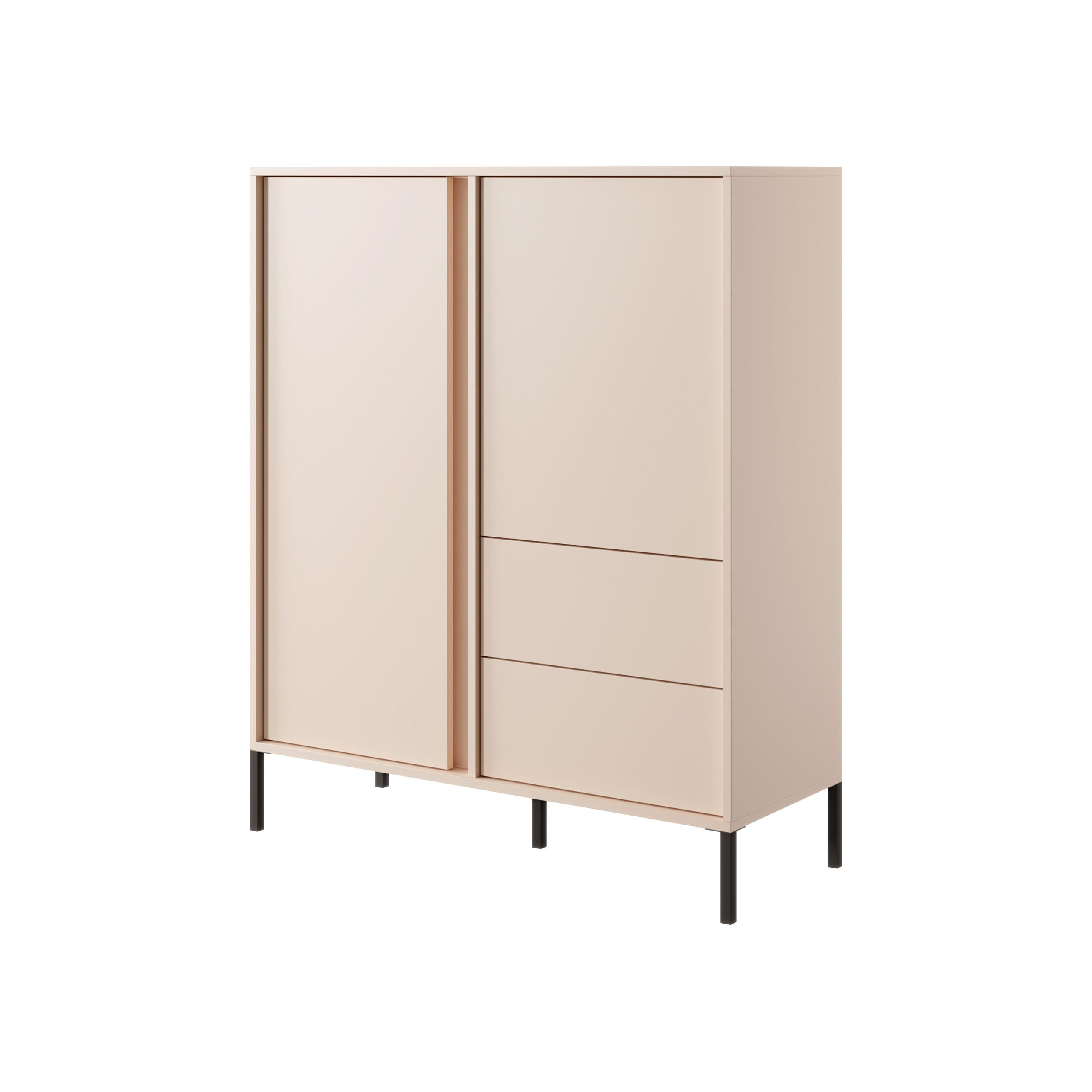 HIGHBOARD DASTINO 103/123/40 cm mit 2 Schubladen und 2 Türen Beige - Beige, Holzwerkstoff (103/123/40cm) - MASSENO
