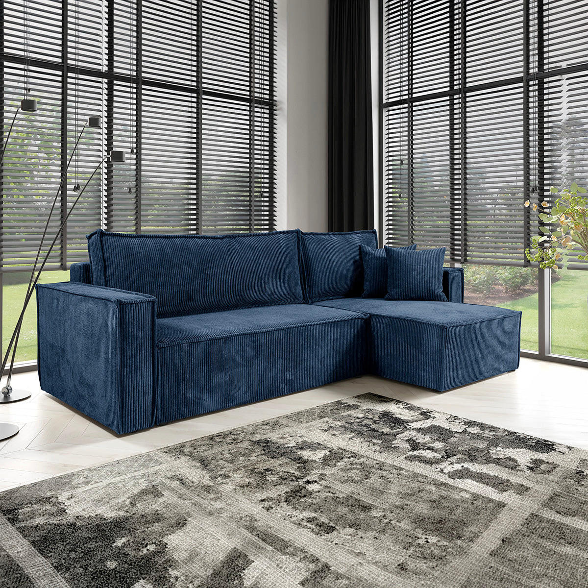 ECKSOFA Ezekiel 3 Sitzplätze Blau - Blau, Holz (236/145cm) - Petits-meubles
