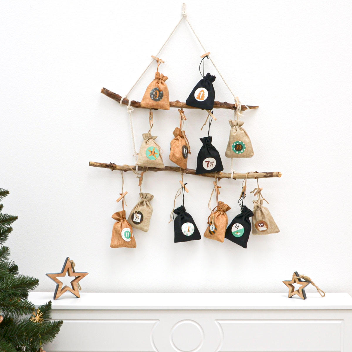 ADVENTSKALENDER zum Selbstbefüllen, 24 Geschenk-Säckchen Braun - Braun, Kunststoff (9.5/3/13cm) - Dunedesign