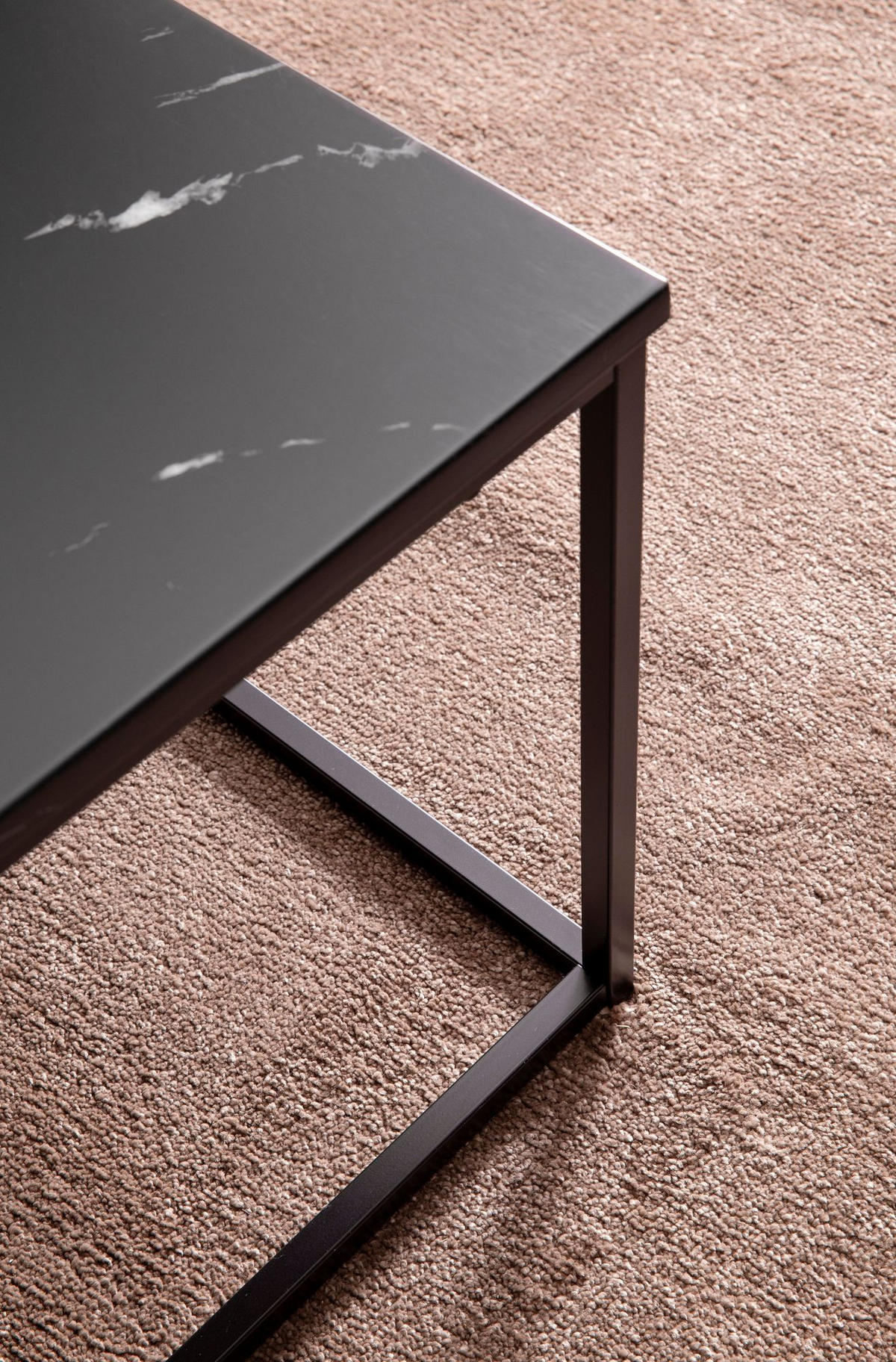 COUCHTISCH mit Marmor-Optik, Metallbeine, rechteckig, Serie MARBRIX, Schwarz 100x60x40 cm - Schwarz, Holz/Metall (60/100/40cm) - KADIMA DESIGN