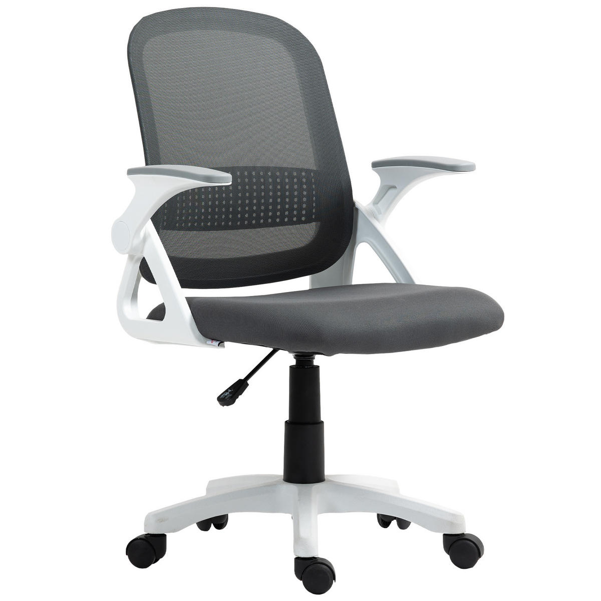 BÜROSTUHL DE-05244 Mesh, klappbare Armlehnen & Lendenstütze Grau - Grau, Metall (57.5/101/60cm) - ComfortXL