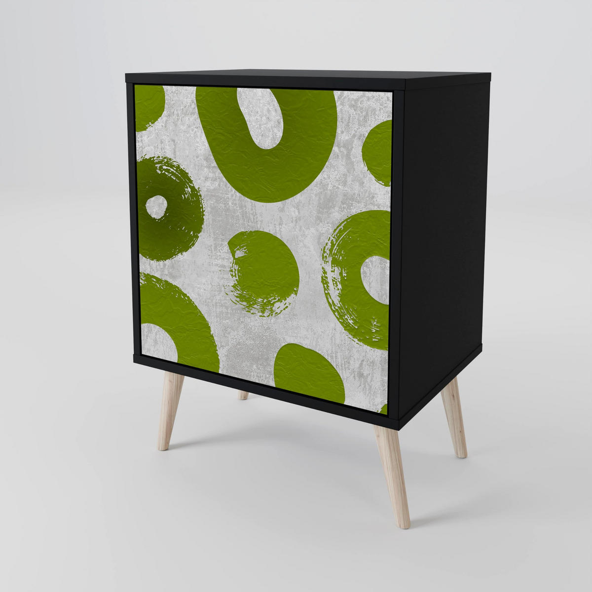 SIDEBOARD GREEN RHAPSODY, Schwarz, 57,5x42x70,5 cm, Schwarze Metall-Sternfüße - Multicolor/Schwarz, Holzwerkstoff/Metall (57.5/70.5/42cm) - SpaceRebels