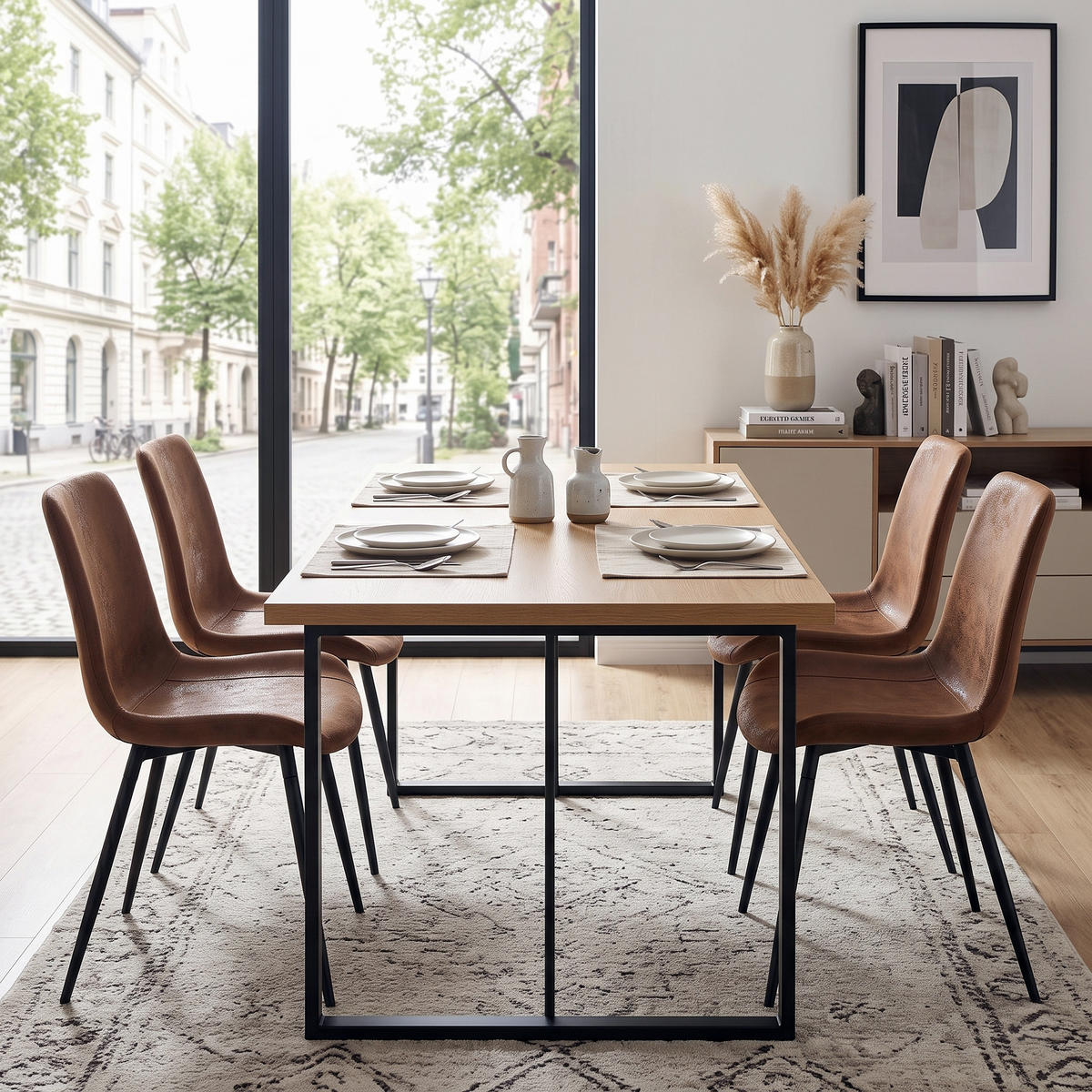 ESSZIMMERSTUHL 4er set stoff tech gepolstert metallbeine ergonomisch - Braun, Textil (50/83/47cm) - Urban Meuble