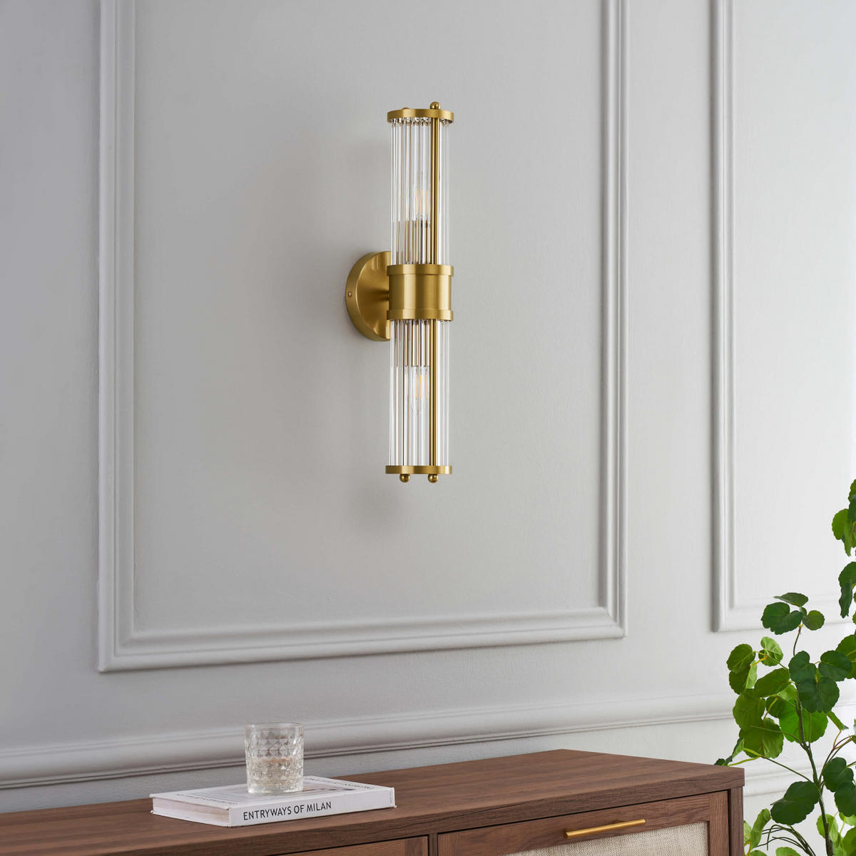 WANDLEUCHTE Medilia, Transparent und goldfarben, 50cm - Transparent, Glas (9/50/13cm) - KOSILUM