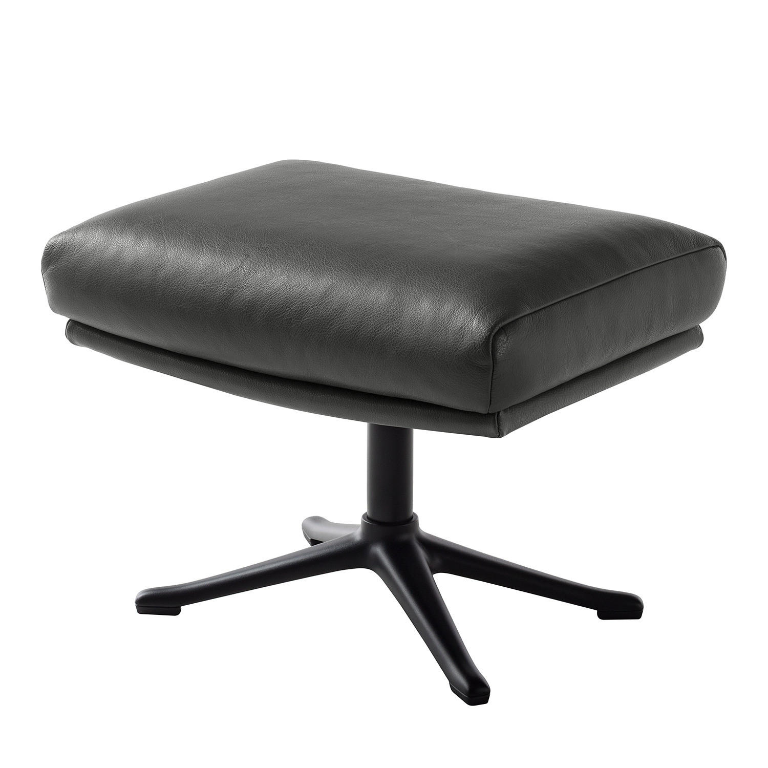 HOCKER mit Kreuzfuß - Schwarz/Grau, Leder/Metall (54/41/41cm) - home24