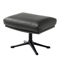 HOCKER mit Kreuzfuß - Schwarz/Grau, Leder/Metall (54/41/41cm) - home24