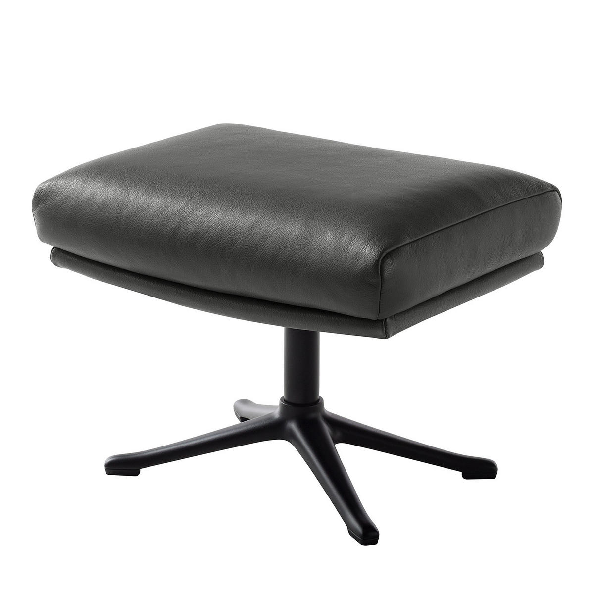 HOCKER mit Kreuzfuß - Schwarz/Grau, Leder/Metall (54/41/41cm) - home24