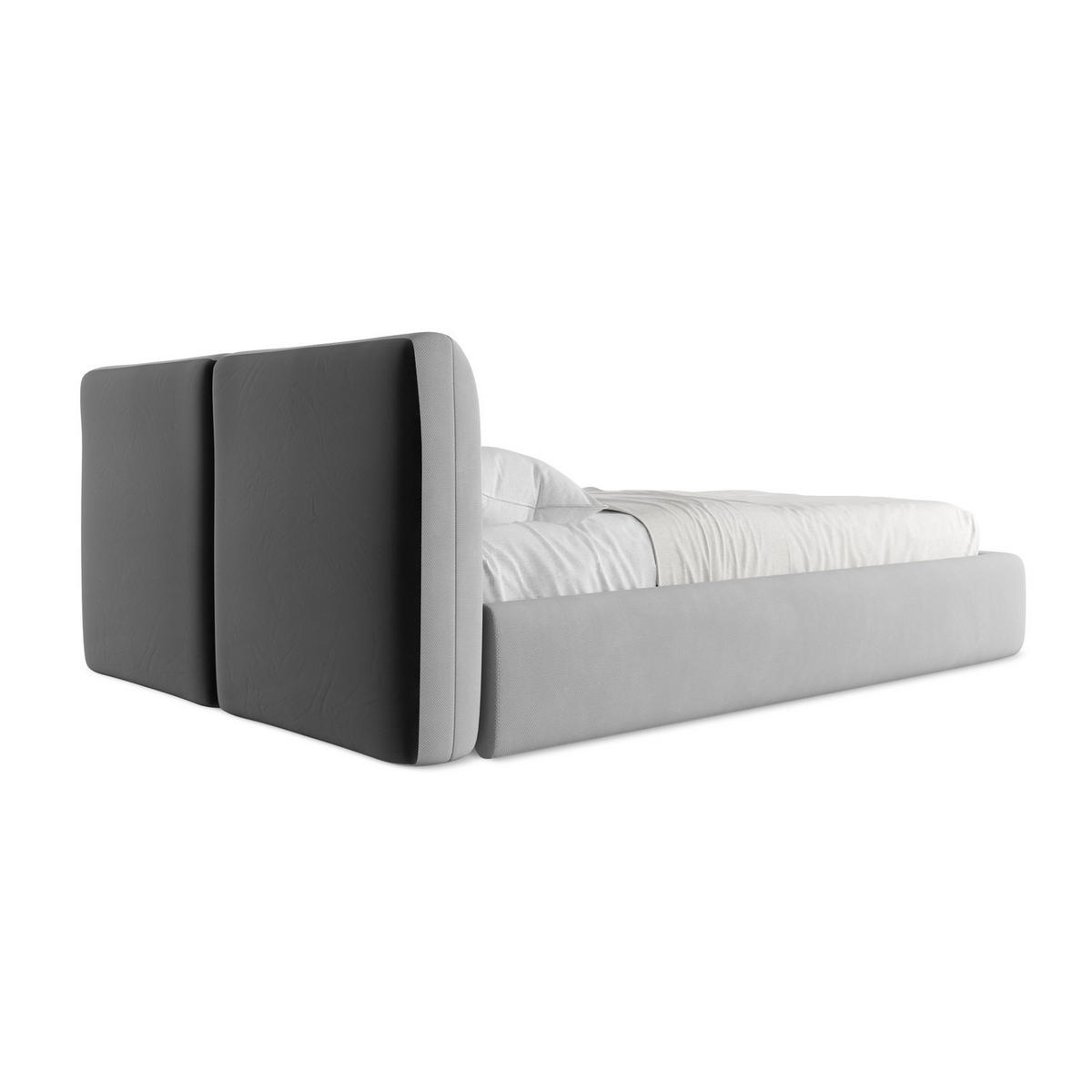 POLSTERBETT mit Bettkasten und Lattenrost 160x228 Grau - Hellgrau/Schwarz, Kunststoff/Textil (140/200cm) - Makamii