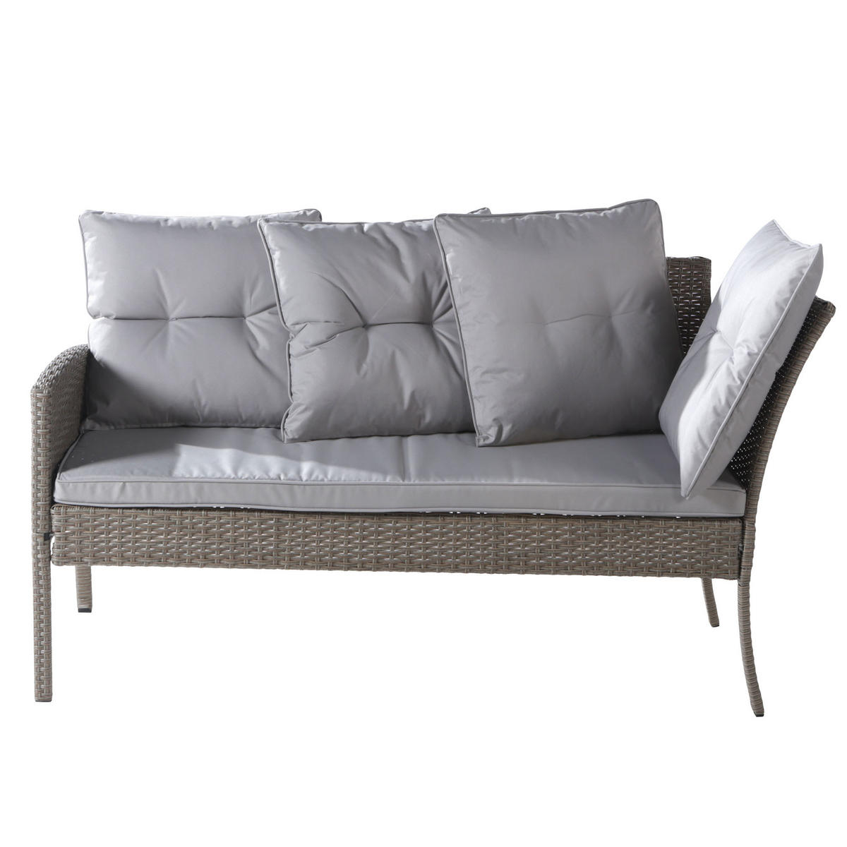 LOUNGESET 7 Personen Khaki Poly Rattan Mit Abnehmbarem Bezug - Hellbraun, Metall - FLIEKS