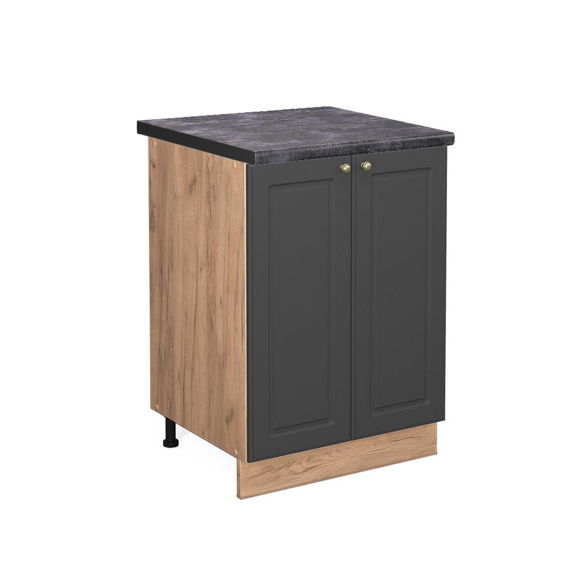 KÜCHENUNTERSCHRANK Fame-Line Anthrazit-Gold 60 cm, AP Anthrazit - Anthrazit/Eiche Wotan, Holzwerkstoff (60/82/60cm) - Vicco