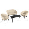 GARTENMÖBELSET SOLIS Gartenlounge-Set, creme/schwarz - Creme, Textil/Metall - KONSIMO®