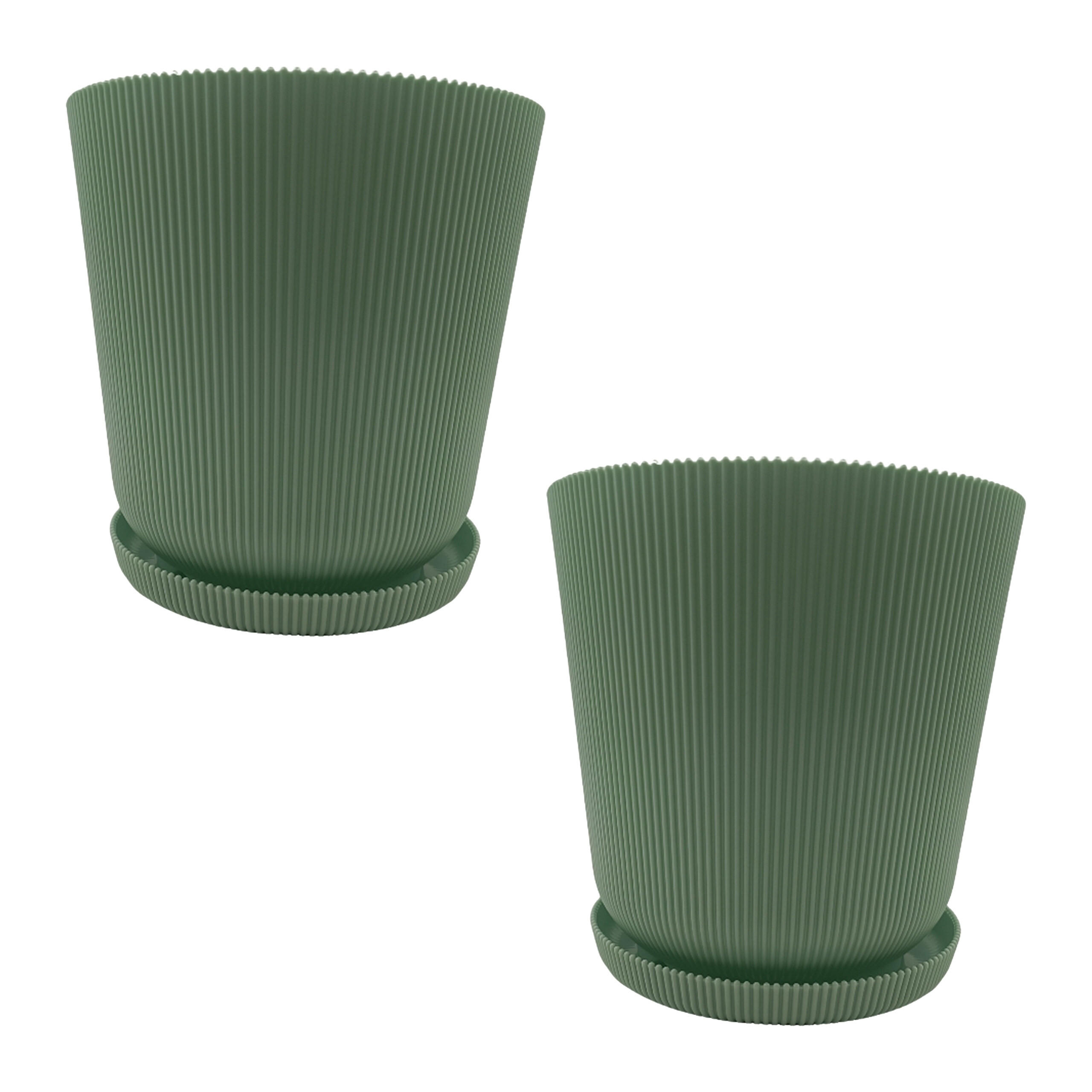 2XBLUMENTOPF - Grün, Kunststoff (20cm) - Relaxdays
