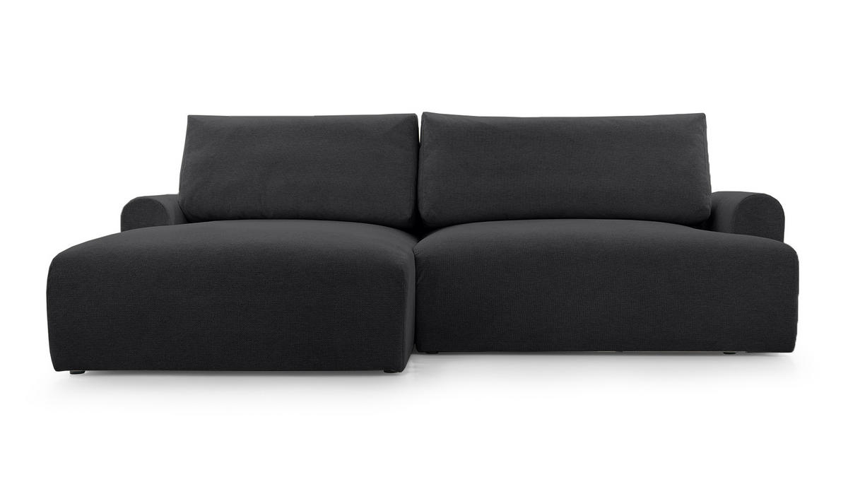 ECKSOFA mit Schlaffunktion Bordon, Schwarz - Schwarz, Textil (150/260cm) - Fedve