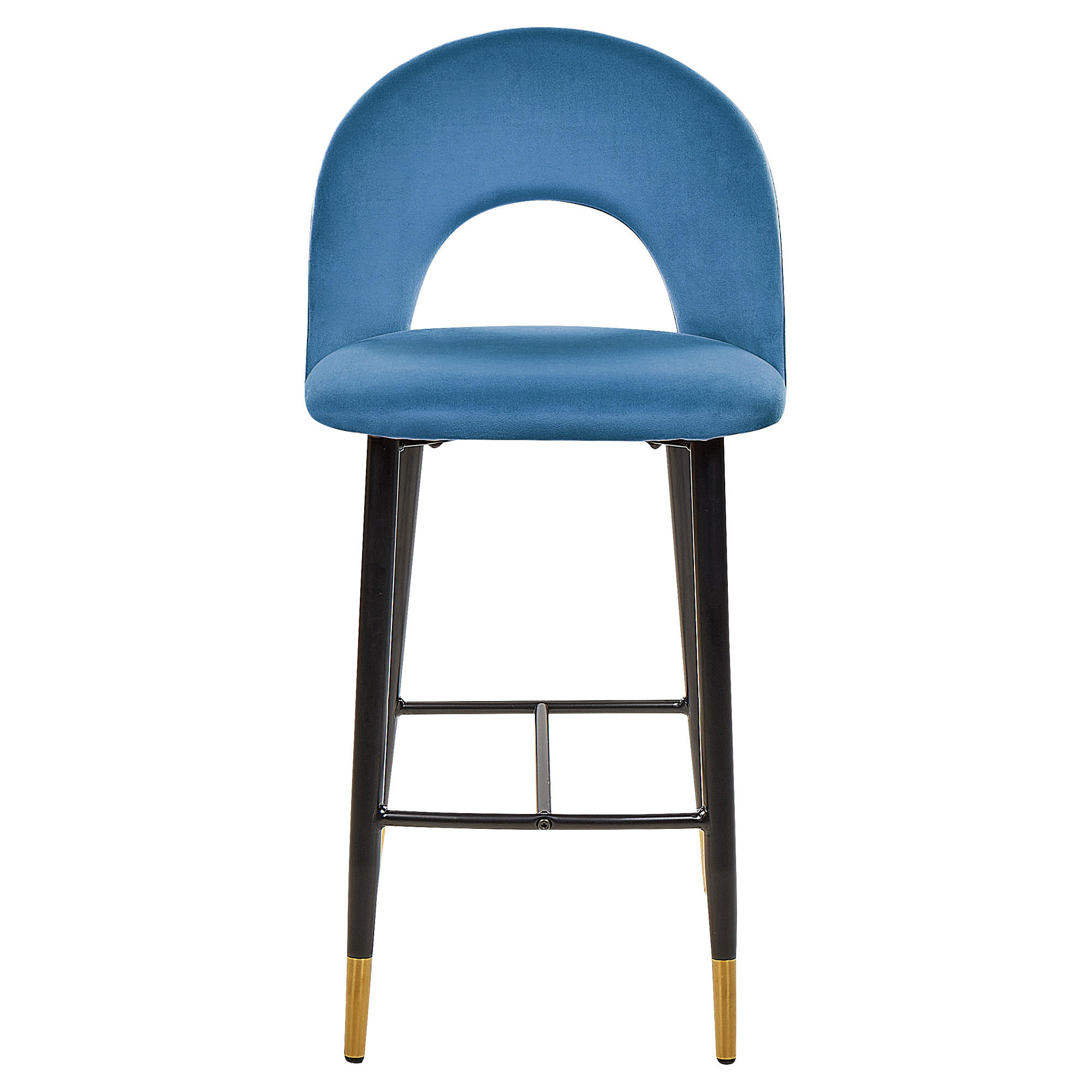 BARSTUHL 2er-Set Samtstoff Blau Falton - Blau, Textil/Metall (48/98/49cm) - Beliani