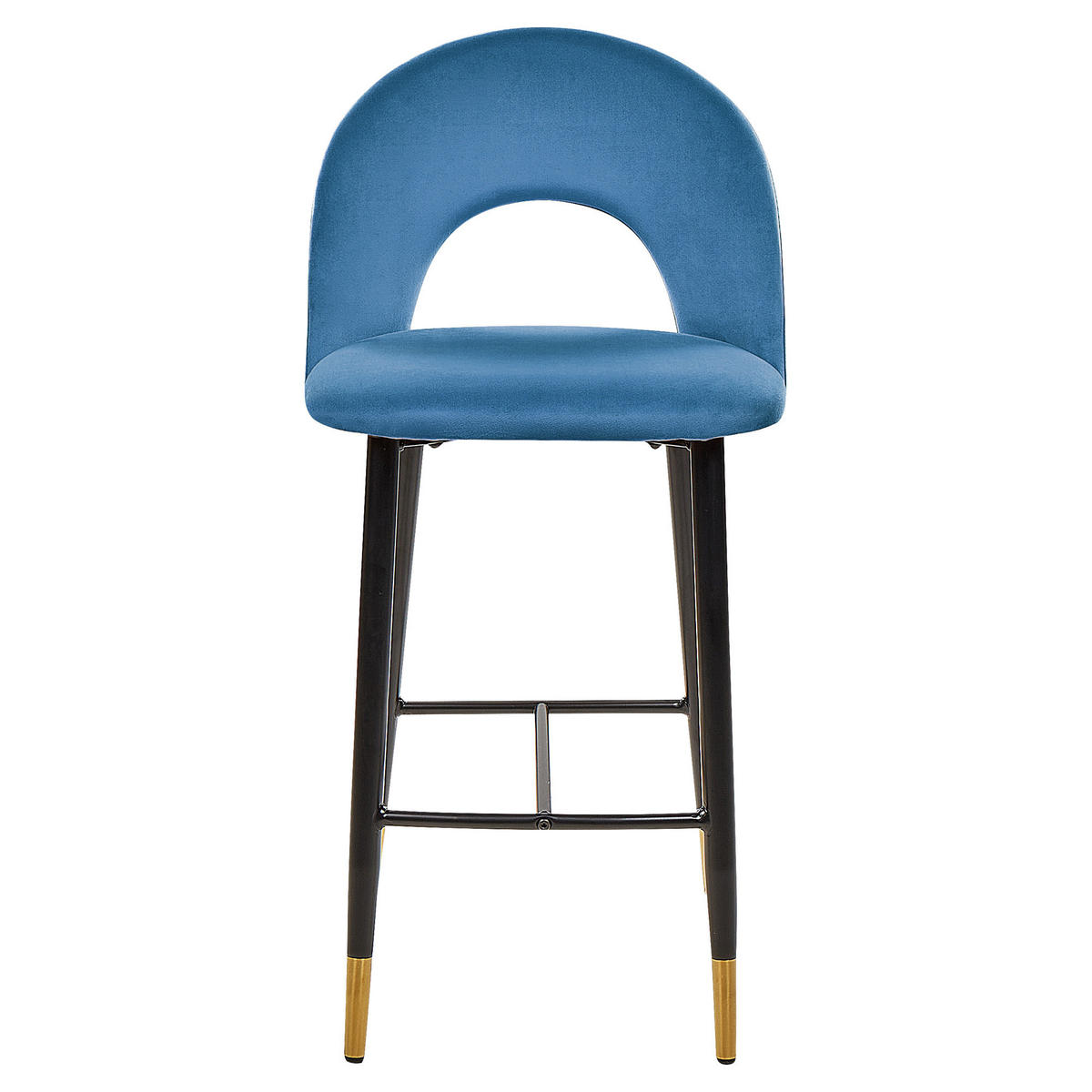 BARSTUHL 2er-Set Samtstoff Blau Falton - Blau, Textil/Metall (48/98/49cm) - Beliani