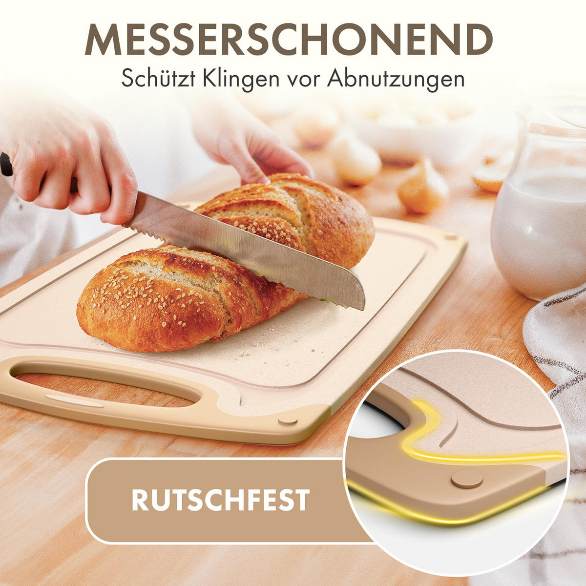 SCHNEIDEBRETT 2er Set Beige - Beige, Kunststoff (24.5/40cm) - Blumtal