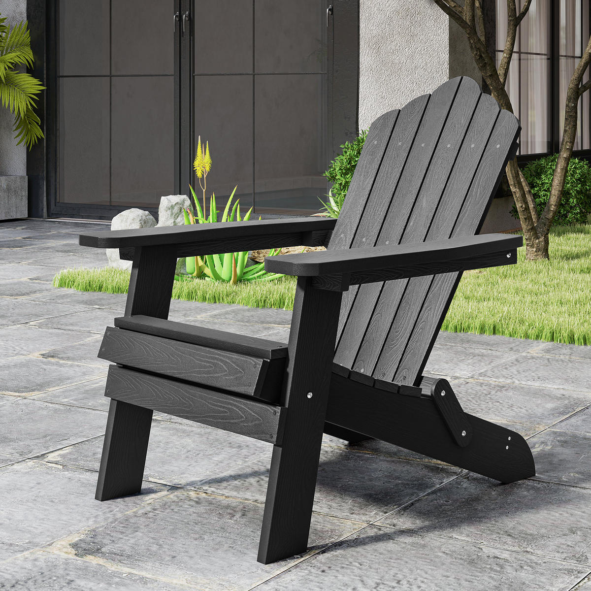KLAPPSTUHL Schwarz - Schwarz, Metall (78/81/92cm) - COSTWAY