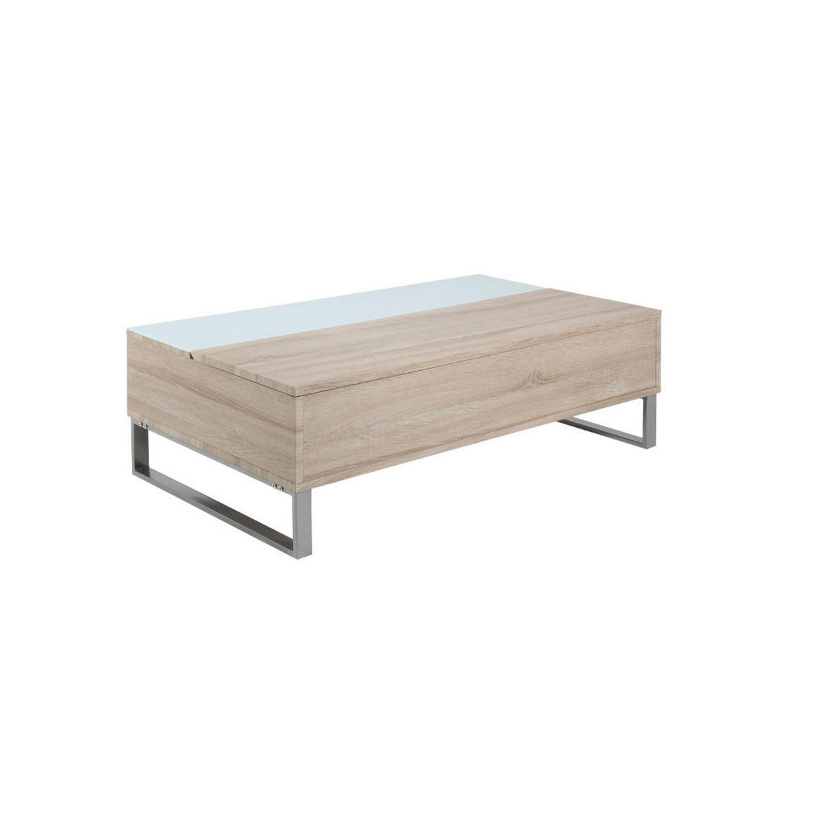 COUCHTISCH Eiche Dekor mit weißer Glasplatte - Eichefarben, Holzwerkstoff (60/110/35cm) - ebuy24
