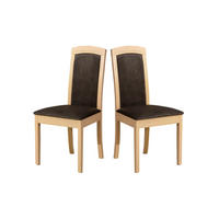 STUHL 2er Set Roma 8, sonoma - Schlammfarben/Sonoma Eiche, Holz (45/96/41cm) - Leaf Design