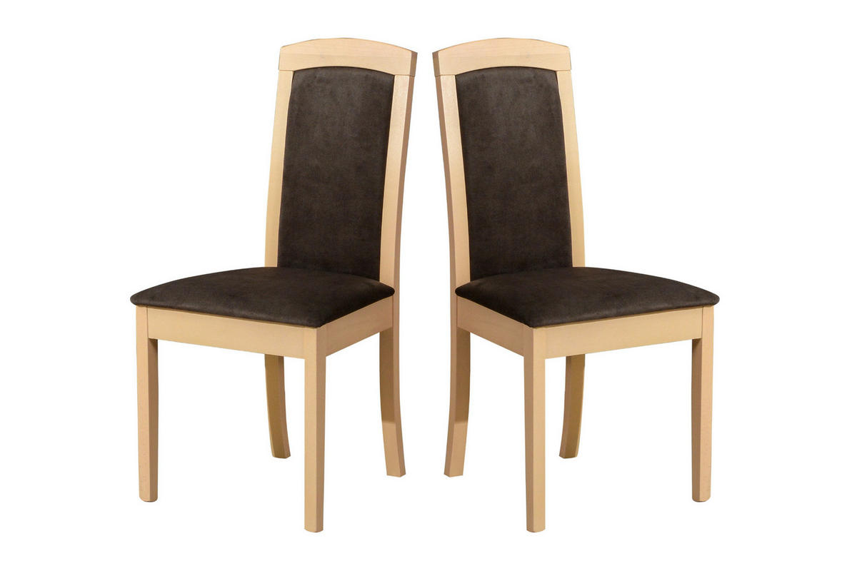STUHL 2er Set Roma 8, sonoma - Schlammfarben/Sonoma Eiche, Holz (45/96/41cm) - Leaf Design