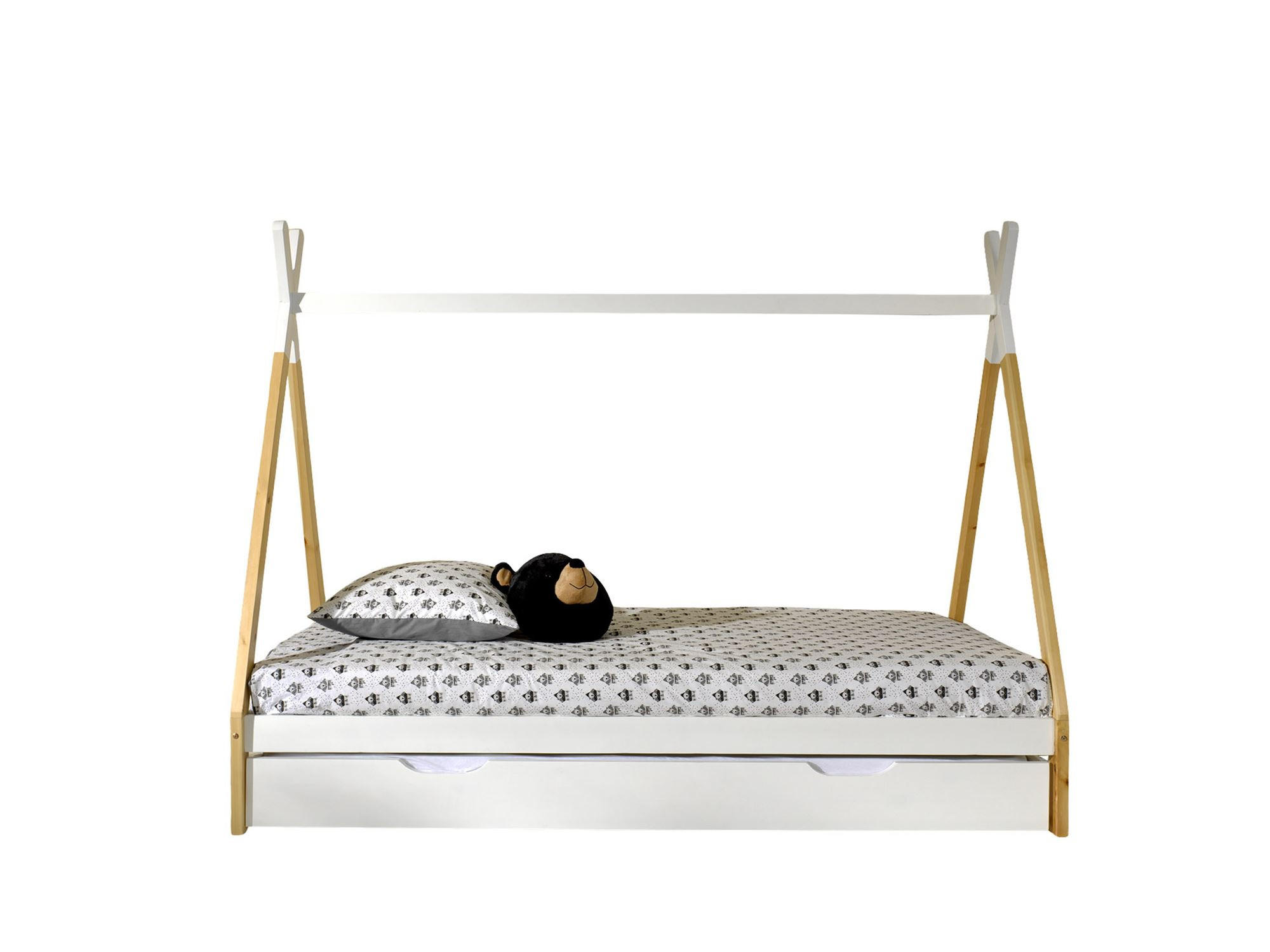 TIPIBETT Karyn 5 206x158x98 aus Kiefer Massivholz in Weiß/natur - Weiß, Holz (90/200cm) - 58aufmkessel